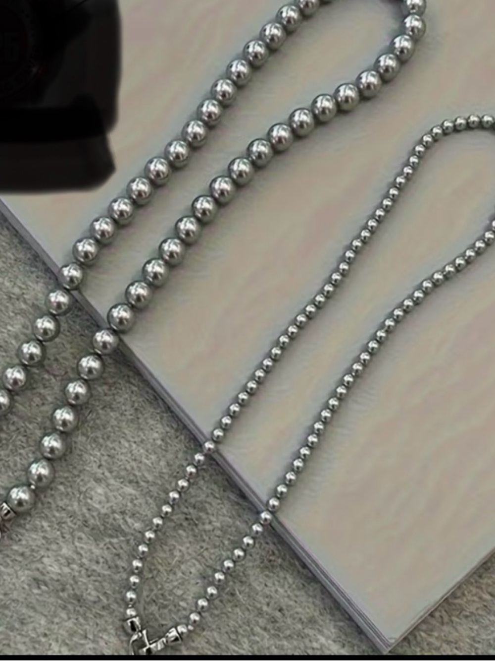 **SALE**
Silver Beaded Double Strand Necklace 18” - Picture 2 of 4